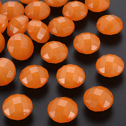 Dark Orange Imitation Jelly Acrylic Beads, Faceted, Flat Round, Dark Orange, 18.5x12.5mm, Hole: 1.5mm, about 220pcs/500g