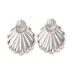 Platinum Brass Pendants, Cadmium Free & Lead Free, Shell, Platinum, 26x25x6.5mm, Hole: 5x2.5mm