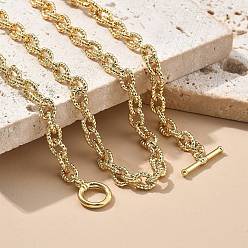 Настоящее золото 18K Ожерелья из латунной витой цепочки с застежками ot для мужчин и женщин, долговечный, реальный 18 k позолоченный, 19.69 дюйм (50 см)