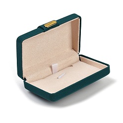 Темно-Зеленый Прямоугольные коробки для хранения ювелирных изделий из искусственной кожи, дорожные переносные кейсы, с железными застежками, темно-зеленый, 5.8x8.6x3.5 см, 81x47 мм внутренним диаметром