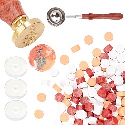 (52) Непрозрачная лаванда Diy наборы штампов с восковой печатью, включая деревянную ручку сургучная печать штамп ложка для плавления, частицы сургуча, свечи и латунные штампы с восковой печатью и комплекты деревянных ручек, разноцветные, частицы сургуча: 0.9 см, 200 шт