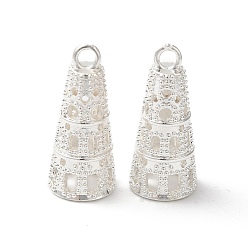 Серебро Стойки, конусы, латунные подвески, долговечный, без свинца и без кадмия, серебряные, 26x11.5 мм, отверстие : 3 мм