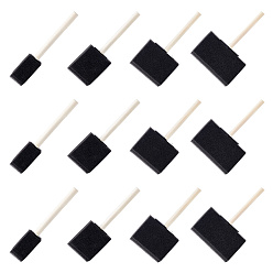 Черный 12шт. 4 стили губчатых штампов, детская кисть для рисования с деревянной ручкой, для рукоделия, рисования, скрапбукинга, чёрные, 163x26~101x12 мм, 3 шт / стиль