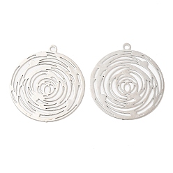 Платина Долговечные филигранные подвески из латуни с покрытием, плоские круглые прелести, без кадмия, без никеля и без свинца, платина, 29x26x0.3 мм, отверстие : 1.5 мм