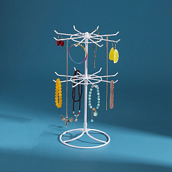 Белый 2-ярусный вращающийся железный держатель-органайзер для ювелирных изделий и ожерелий, Браслеты, белые, 21x34.5 см