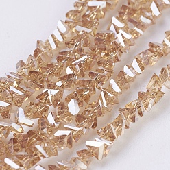 Цвет Древесины Стеклянные бусины с гальваническим покрытием , гальваническое покрытие, граненые, треугольные, деревесиные, 3x4x3 мм, отверстие : 1 мм, около 149 шт / нитка, 13.3 дюйм (34 см)