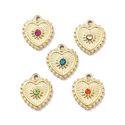 (52) Непрозрачная лаванда 304 из нержавеющей стали горный хрусталь подвески, сердце прелести, ионное покрытие (ip), реальный 14 k позолоченный, разноцветные, 12x10x2.5 мм, отверстие : 1.2 мм