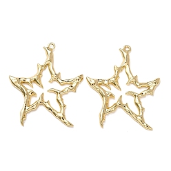 Золотой Большие сплавочные подвески, звезда, стойки покрытие, золотые, 60x50x4 мм, отверстие : 2.5 мм