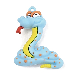 Небесно-голубой ПВХ подвески, змея, голубой, 57x44x17 мм, отверстие : 3 мм