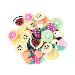 Mixed Shapes Кабошоны из полимерной глины ручной работы с фруктами, ногтей декоративные аксессуары, разнообразные, 4.5~6x3.5~6x0.2~1 мм, Около 52630 шт / 1000 г