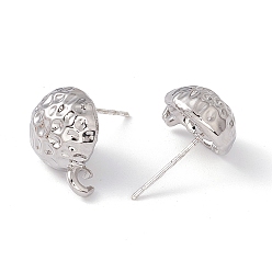 Платина Серьги-гвоздики из сплава с покрытием стойки, с 925 булавками из стерлингового серебра и вертикальными петлями, без кадмия и без свинца, полукруглый, платина, 15x11x5.5 мм, отверстие : 2 мм, штифты : 0.6 мм