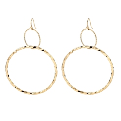 Золотой Ионное покрытие (ip) 304 серьги с подвесками из нержавеющей стали для женщин, твист кольцо, золотые, 77x50 мм