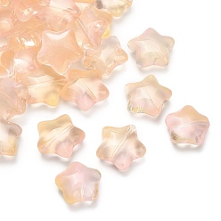 Персиковый Слойка Прозрачные стеклянные бусины, звезда, розовые, 15~17x16~17.5x8 мм, отверстие : 1.2 мм, 400 шт / 1000 г