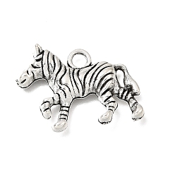 Antique Silver Tibetan Style Alloy Pendants, Zebra Charms, Antique Silver, 20.5x27x4mm, Hole: 3mm, about 490pcs/1000g