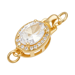 Золотой 1шт. 925 застежка-коробочка из стерлингового серебра с микропаве из кубического циркония, овальные, фурнитура из нержавеющей стали , 1 нитей, 2-луночное, 1Замшевая ткань из ПК, квадратная салфетка для полировки серебра, золотые, 15x7.5x5.8 мм, отверстие : 2 мм