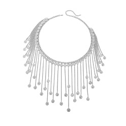 Platinum Iron Coin Tassel Skirt Body Chains for Sexy Bikini, Platinum, 770mm
