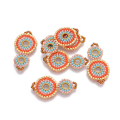 Разноцветный Японский бисер miyuki & toho ручной работы ссылки, Ткацкий станок, перегонный куб, красочный, 32~33x17x1.5~2 мм, отверстие : 2 мм