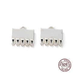 Серебро 925 концы из стерлингового серебра, серебряные, 6x6 мм, отверстие : 0.5 мм