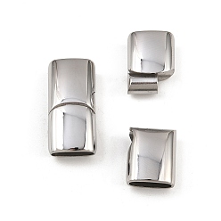 Stainless Steel Color Tarnish Resistant Smooth 304 Stainless Steel Magnetic Clasps with Glue-in Ends, Rectangle, Stainless Steel Color, 24x12mm, Hole: 10x5mm