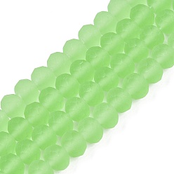 Лайм Прозрачные стеклянные бусины, граненые, матовые, рондель, желто-зеленые, 8 мм, отверстие : 1 мм, около 60~62 шт / нитка, 39~40 см