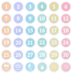 (52) Непрозрачная лаванда 36шт. 36 стили плоские круглые бумажные пустые этикетки, записываемая клейкая этикетка, для класса работы, разноцветные, 102x0.2 мм, 1 шт / стиль