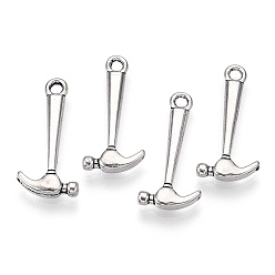 Antique Silver Tibetan Style Zinc Alloy Pendants, Hammer, Antique Silver, 19x9x2mm, Hole: 1.5mm, about 2174pcs/1000g