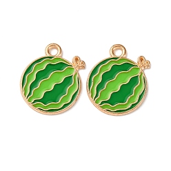 Арбуз Подвески из сплава фруктов и эмали, золотой свет, арбуз, 17x14x1 мм, отверстие : 1.8 мм