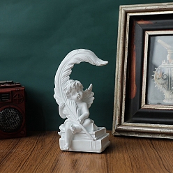 Белый Резная статуя купидона из смолы, украшение для дома, фигурки ангелов крытые наружные садовые украшения, белые, 105x180 мм