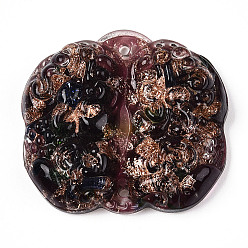 Coconut Brown Handmade Gold Sand Lampwork Links Connectors, Auspicious Clouds, Coconut Brown, 45x41x10mm, Hole: 2mm