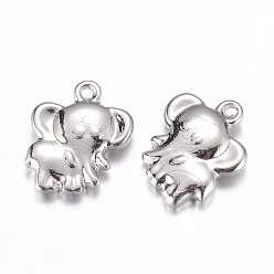 Edelstahl Farbe Anlaufgeschützt 304 Charms aus Edelstahl, Elefant, Edelstahl Farbe, 14.5x11.5x3.5 mm, Bohrung: 1 mm