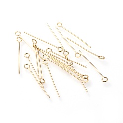 Настоящее золото 18K 304 штыри из нержавеющей стали, реальный 18 k позолоченный, 25x3 мм, отверстие : 1.8 мм, штифты : 0.7 мм