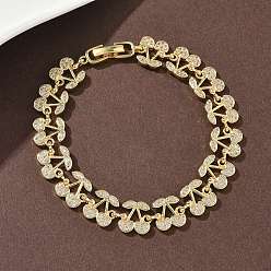 Прозрачный Браслеты-цепочки из вишневой латуни с микропаве из кубических цирконий, золотые, прозрачные, 7-3/8 дюйм (18.6 см)