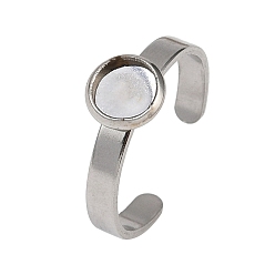 Нержавеющая Сталь Цвет 304 компоненты манжетного кольца из нержавеющей стали, настройки кольца чашки безеля, плоско-круглые, цвет нержавеющей стали, лоток : 8 мм, 3 мм, регулируемый