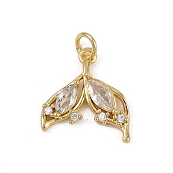 Настоящее золото 18K Латунные микро проложить кубического циркония подвески, прелести рыбий хвост, с целью перехода в кольце, долговечный, без кадмия и без свинца, стойки покрытие, реальный 18 k позолоченный, 16x16x3 мм, отверстие : 3 мм