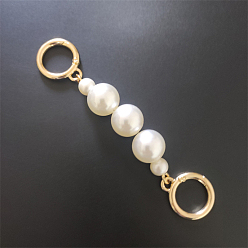 Light Gold Plastic Imitation Pearl Beads Bag Extender Chains, with Metal Clasp, for Bag Straps Replacement Accessories, Light Gold, 14x1.8cm