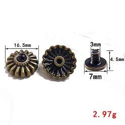 Античная Бронза Декоративные заклепки из сплава в тибетском стиле, с имитацией синтетической бирюзы и железным винтом, цветок, античная бронза, 16.5 мм