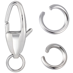 Нержавеющая Сталь Цвет 6шт 304 застежки-карабины из нержавеющей стали, лошадиный глаз , 12шт 2 стили 304 открытые соединительные кольца из нержавеющей стали, цвет нержавеющей стали, 21x10x4 мм, отверстие : 5x1.5 мм
