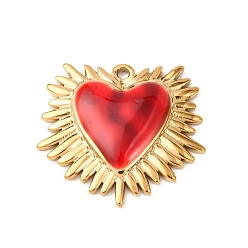 Золотой 304 подвески из нержавеющей стали, святое сердце, с эмалью, золотые, 22.5x24.5x3.5 мм, отверстие : 1.6 мм