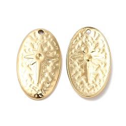 Настоящее золото 18K Ионное покрытие (ip) 316l хирургическая подвеска из нержавеющей стали со стразами, овальные, реальный 18 k позолоченный, пригодный для стразов 1.5 мм, 20x11.6x1.4 мм, отверстие : 1 мм