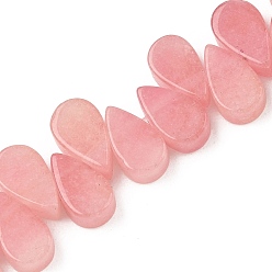 Pink Нити бусин из окрашенного натурального кварца, квартира слеза, Топ пробуренной, розовые, 10x6x4 мм, отверстие : 1 мм, около 44 шт / нитка, 8.27'' (21 см)