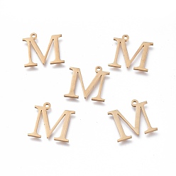 Letter M 304 прелести нержавеющей стали, греческий алфавит, золотые, letter.m, 14x14.5x1 мм, отверстие : 1.2 мм