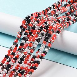 Серебро Стеклянные бусины, граненые, рондель, серебряные, 4x3 мм, отверстие : 0.4 мм, около 123~127 шт / нитка, 15.75~16.5 дюйм (40~42 см)