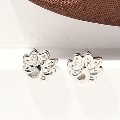 Платина Серьги-гвоздики из латуни в виде павлина, долговечный, без свинца и без кадмия, платина, 6.5x7.5 мм