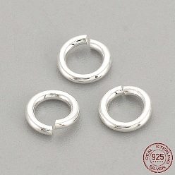 Серебро 925 кольца с открытыми скачками стерлингового серебра, круглые, серебряные, 4x0.7 мм, 21 датчик, 2 мм внутренним диаметром