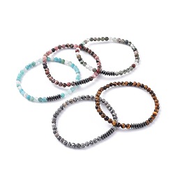 Смешанные камни Природных драгоценных камней браслеты простирания, с немагнитных синтетическими гематита бисера, 2-1/8 дюйм (5.5 см)