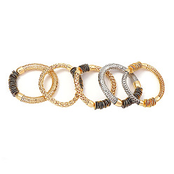 Mixed Color Alloy Disc Beaded Bangle Sets for Women, Stackable Bangles, Mixed Color, 8.62 inch(21.9cm), about 5pcs/set