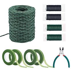 Mixed Color 45# Steel Side Cutting Pliers, Handmade Round Iron Wire & Paper Rattan, Crepe Paper, For Paper Flower Wrapping, DIY Party Decoration, Binding Plants, Mixed Color, 0.6mm, 20m/roll, Spool: 10.2x3.5x1.1cm, 2 colors, 2rolls/color, 4rolls