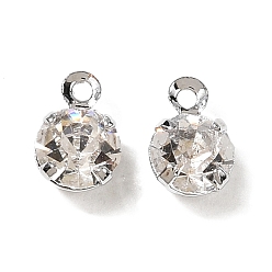 Платина Латунные подвески, круглые подвески, со стразами, без никеля , платина, 7x5x3.5 мм, отверстие : 0.9 мм