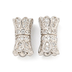 Plaqué Platine Véritable 925 argent sterling avec fermoirs à vis en strass, fleur, Platine plaqué, 11x6x6mm, Trou: 3mm