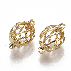 Настоящее золото 18K Соединители латунные звенья, без никеля , реальный 18 k позолоченный, клетка, 17x10.5 мм, отверстие : 1.2 мм